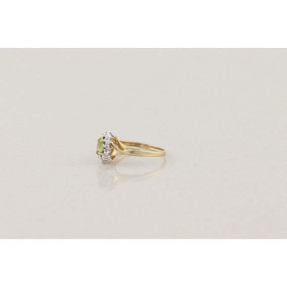10k Yellow Gold and White Gold Peridot and Diamond Ring Size 6 3/4 - Picture 7 of 7